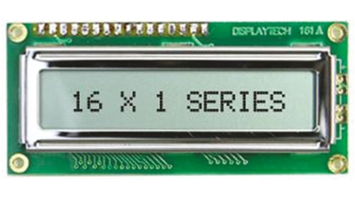 Displaytech 161A-BC-BC Alphanumeric LCD Display, Yellow on Green, 1 Row by 16 Characters, Transflective