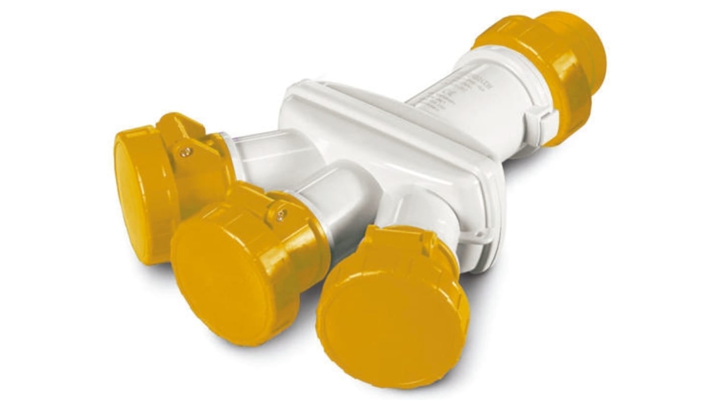 Scame IP66 Yellow 1 x 2P + E, 3 x 2P + E Industrial Power Connector Adapter Plug, Socket, Rated At 16A, 110 V