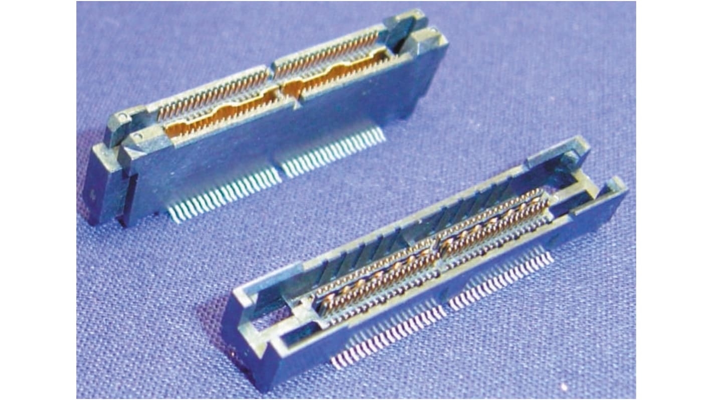 TE Connectivity MICTOR Series Straight Surface Mount, Through Hole PCB Socket, 76-Contact, 2-Row, 0.64mm Pitch, Solder