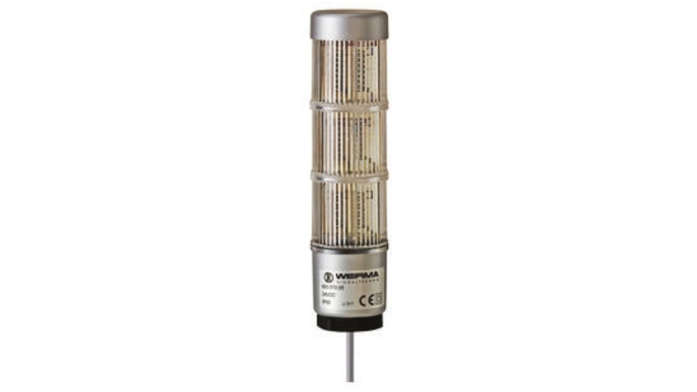 Werma Kompakt Series Red/Yellow/Green Signal Tower, 3 Lights, 24 V dc, Surface Mount, Tube, Wall Mount