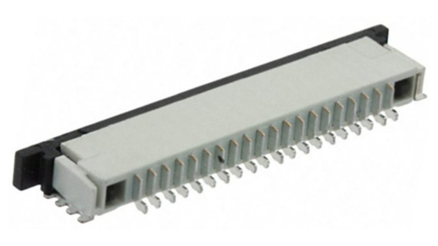 Conector FPC hembra Ángulo de 90° TE Connectivity serie FPC de 24 vías, paso 1mm, 1 fila, para soldar