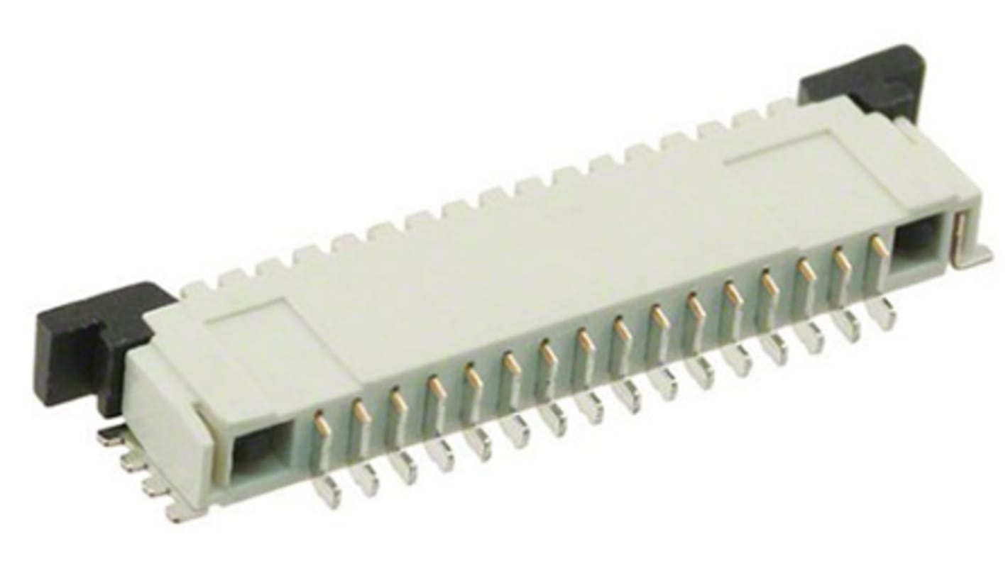 Conector FPC hembra Ángulo de 90° TE Connectivity serie FPC de 16 vías, paso 1mm, 1 fila, para soldar