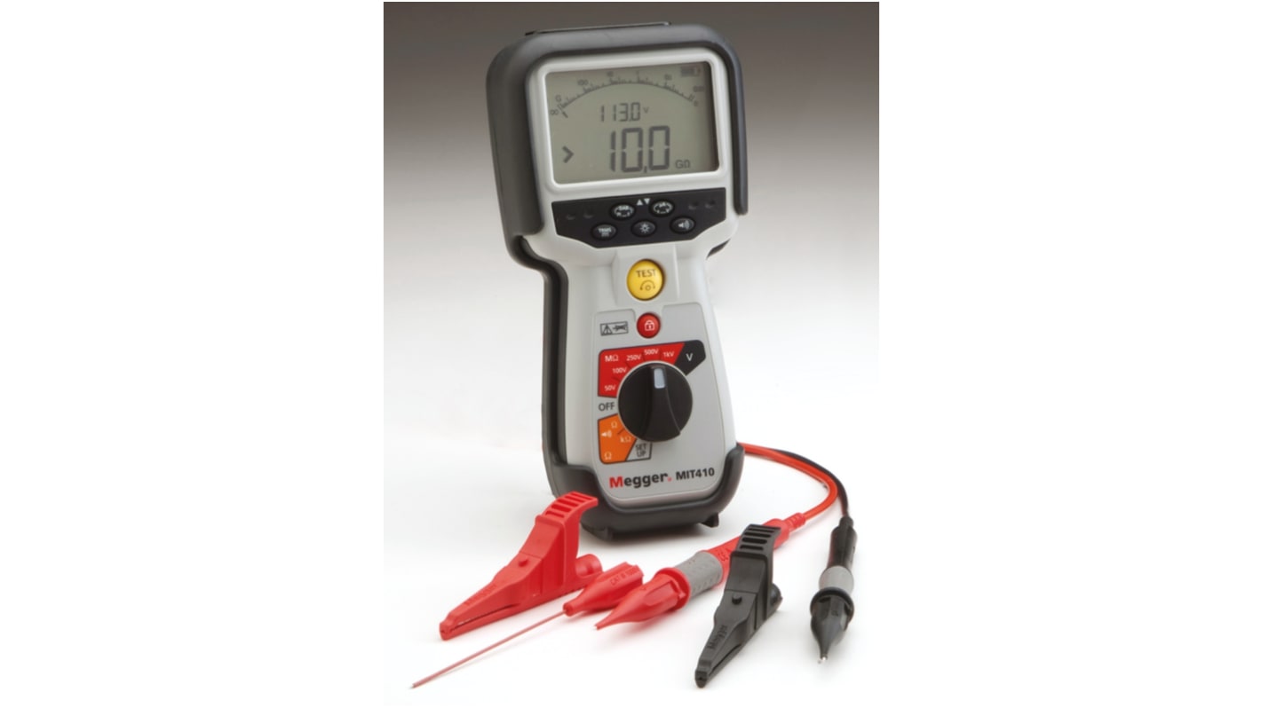 Megger MIT410 Insulation & Continuity Tester, 50V Min, 1000V Max, 100GΩ Max, CAT IV 600 V