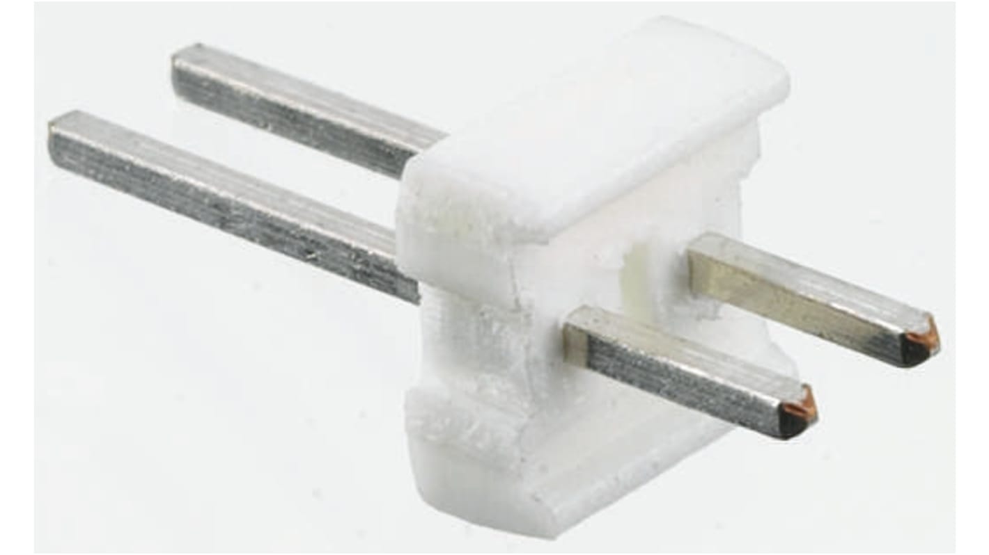 TE Connectivity MTA-100 Series Straight Through Hole Pin Header, 2 Contact(s), 2.54mm Pitch, 1 Row(s), Unshrouded