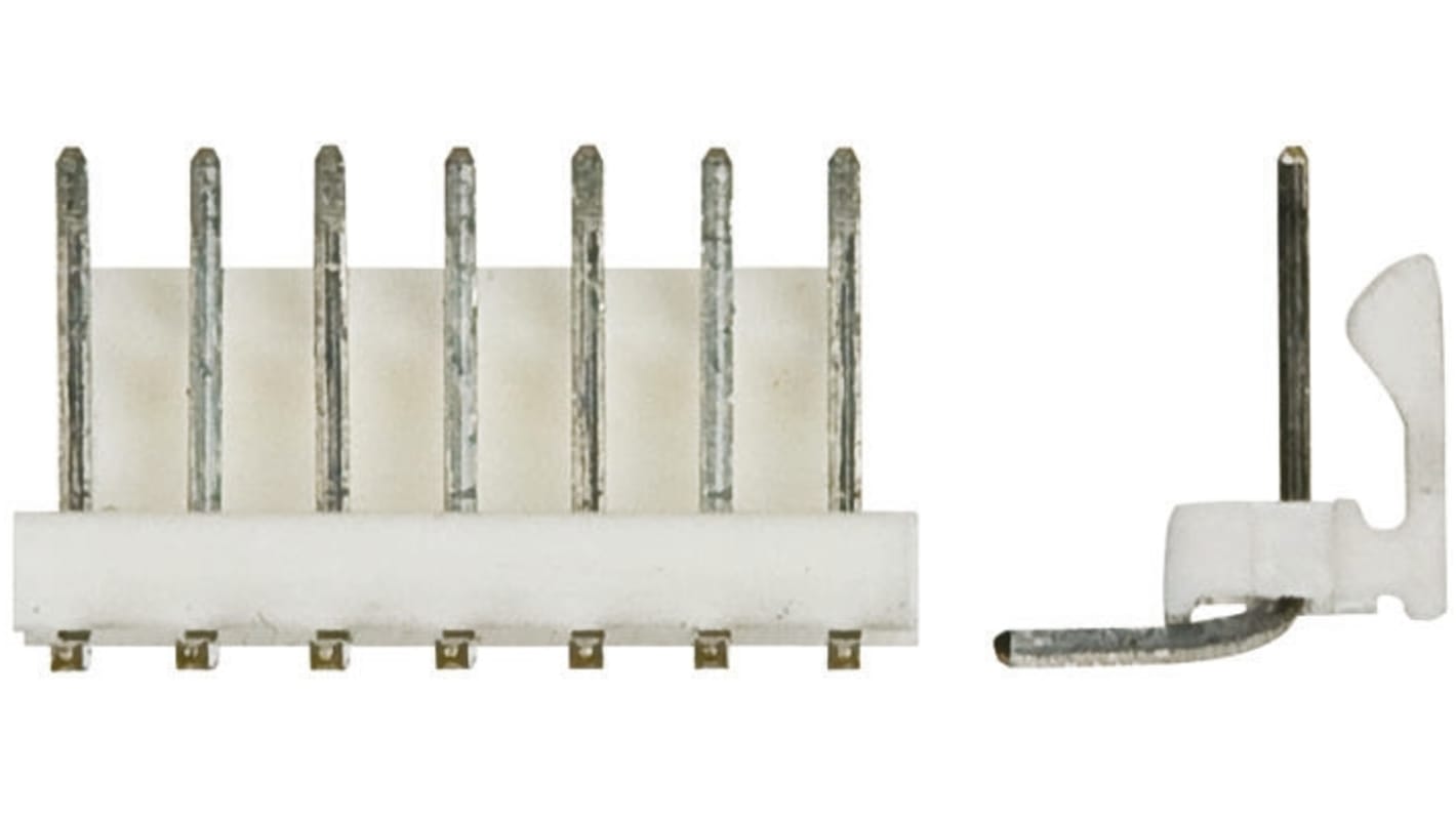 TE Connectivity MTA-100 Series Right Angle Through Hole Pin Header, 7 Contact(s), 2.54mm Pitch, 1 Row(s), Unshrouded