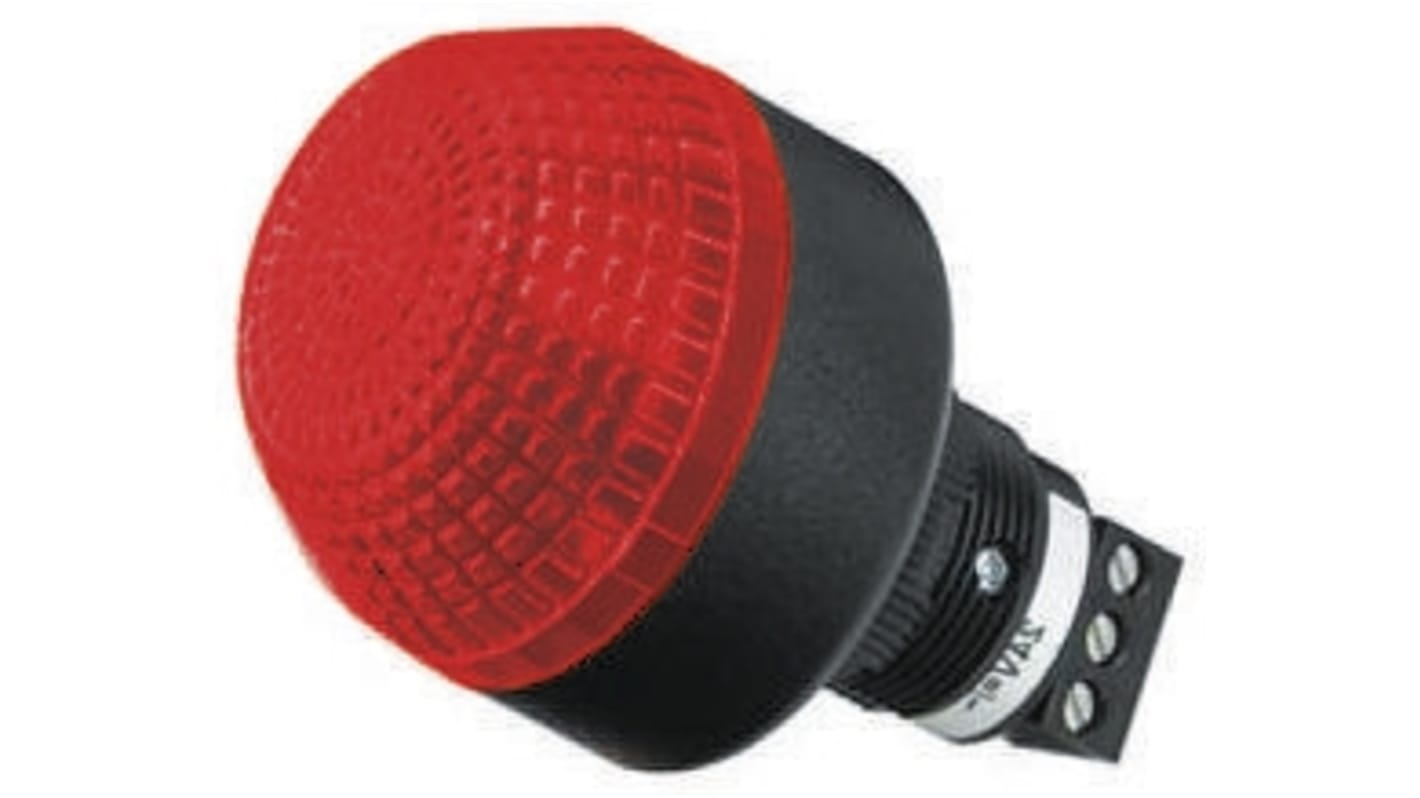 Výstražný maják, řada: 855P Blikající, stálé barva Červená LED Montáž do panelu 240 V AC