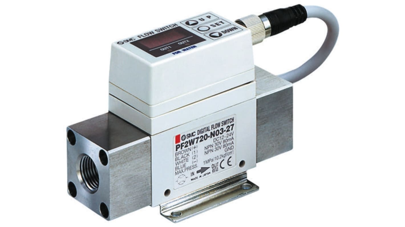 SMC Flow Controller, 0.5 → 4 L/min, PNP Output, 12 → 24 V dc, 3/8 in Pipe