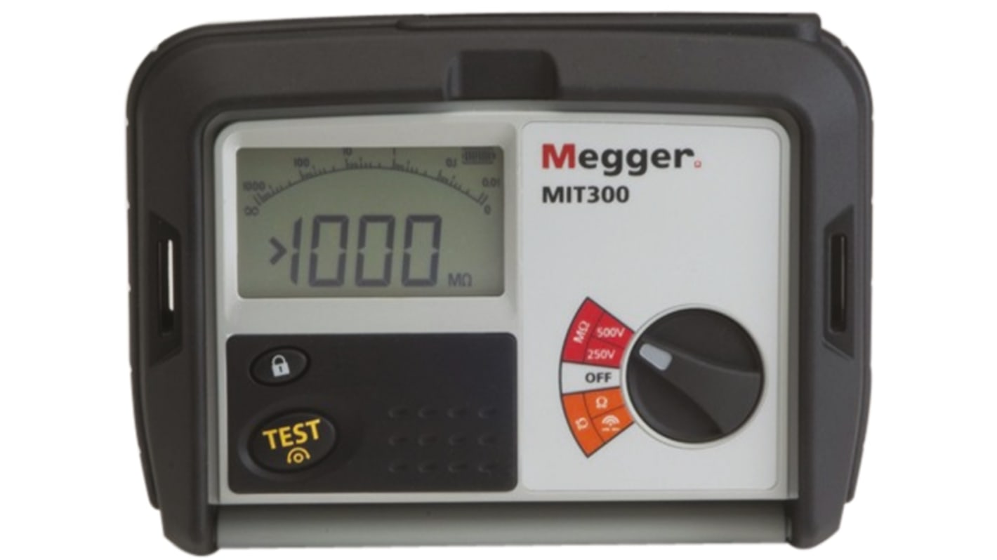 Megger MIT300 Insulation & Continuity Tester, 250V Min, 500V dc Max, 999mΩ Max, CAT III 600V