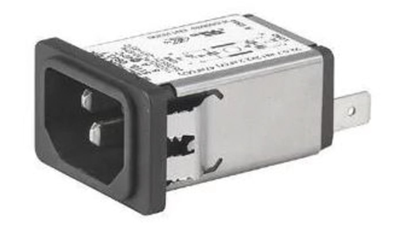 Connecteur IEC filtré Mâle Schurter, 1A, 250 V c.a., Montage rapide