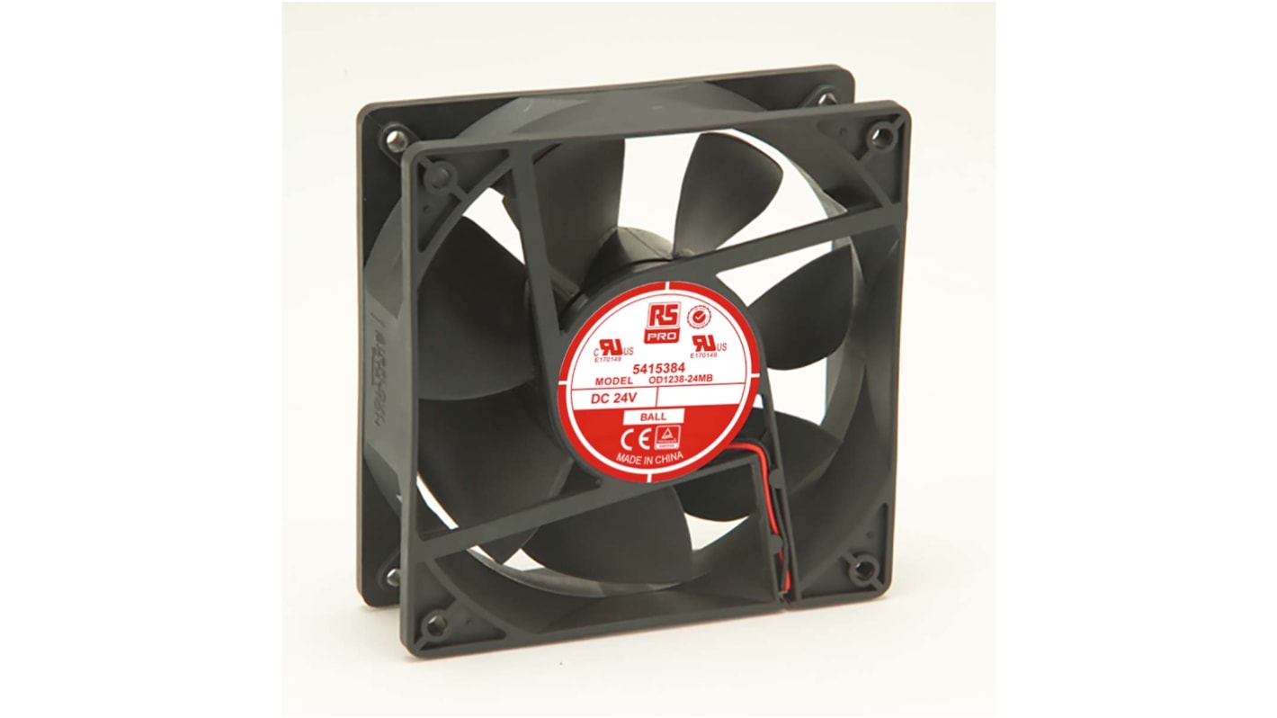 Ventilador Axial RS PRO de 120 x 120 x 38mm, 24 V dc, 6W, 2540rpm, caudal 161.4m³/h, 41dB