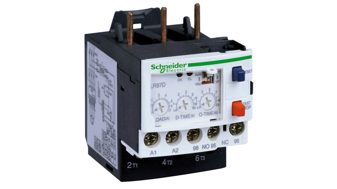 Schneider Electric LR97 D Overload Relay 1NO + 1NC, 1.2 → 7 A F.L.C, 7 A Contact Rating, 55 W, TeSys