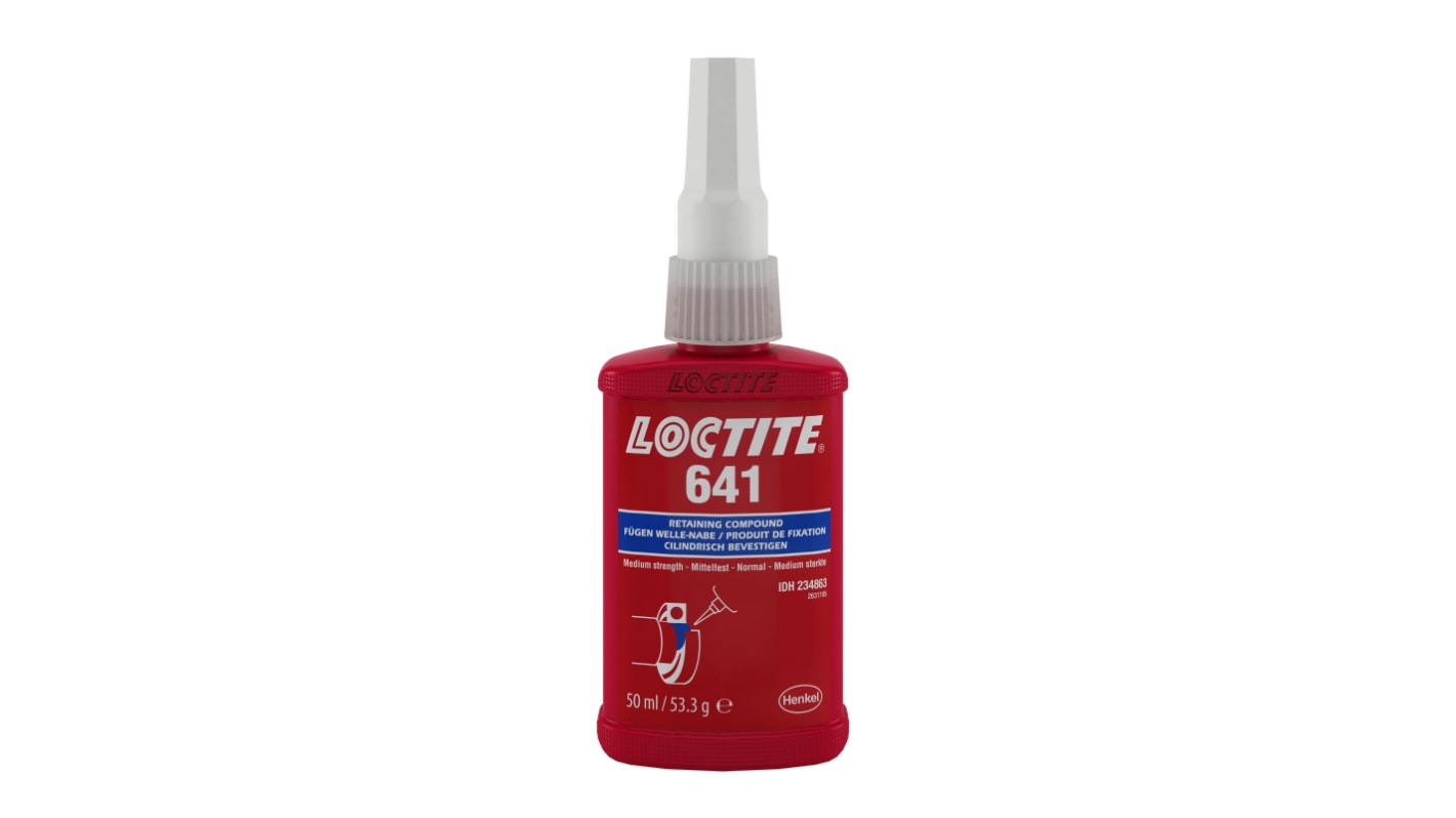 Retenedor Loctite 641 de color Amarillo, Botella de 50 ml