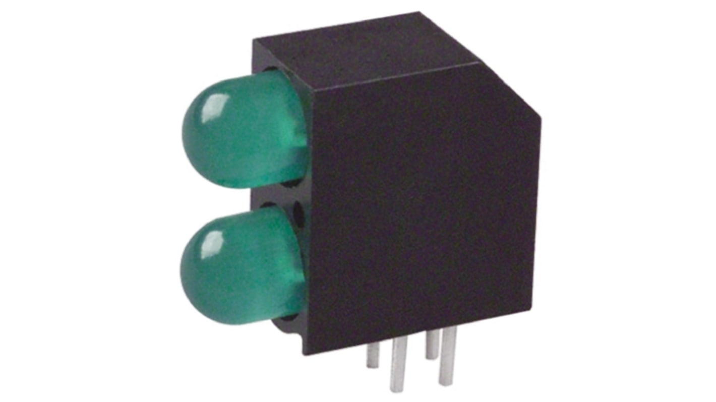 Dialight 552-0222F, Green Right Angle PCB LED Indicator, 2 LEDs ...