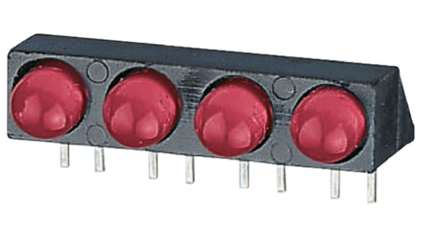 Dialight 550-2407-004F, Red Right Angle PCB LED Indicator, 4 LEDs, Through Hole 2.2 V