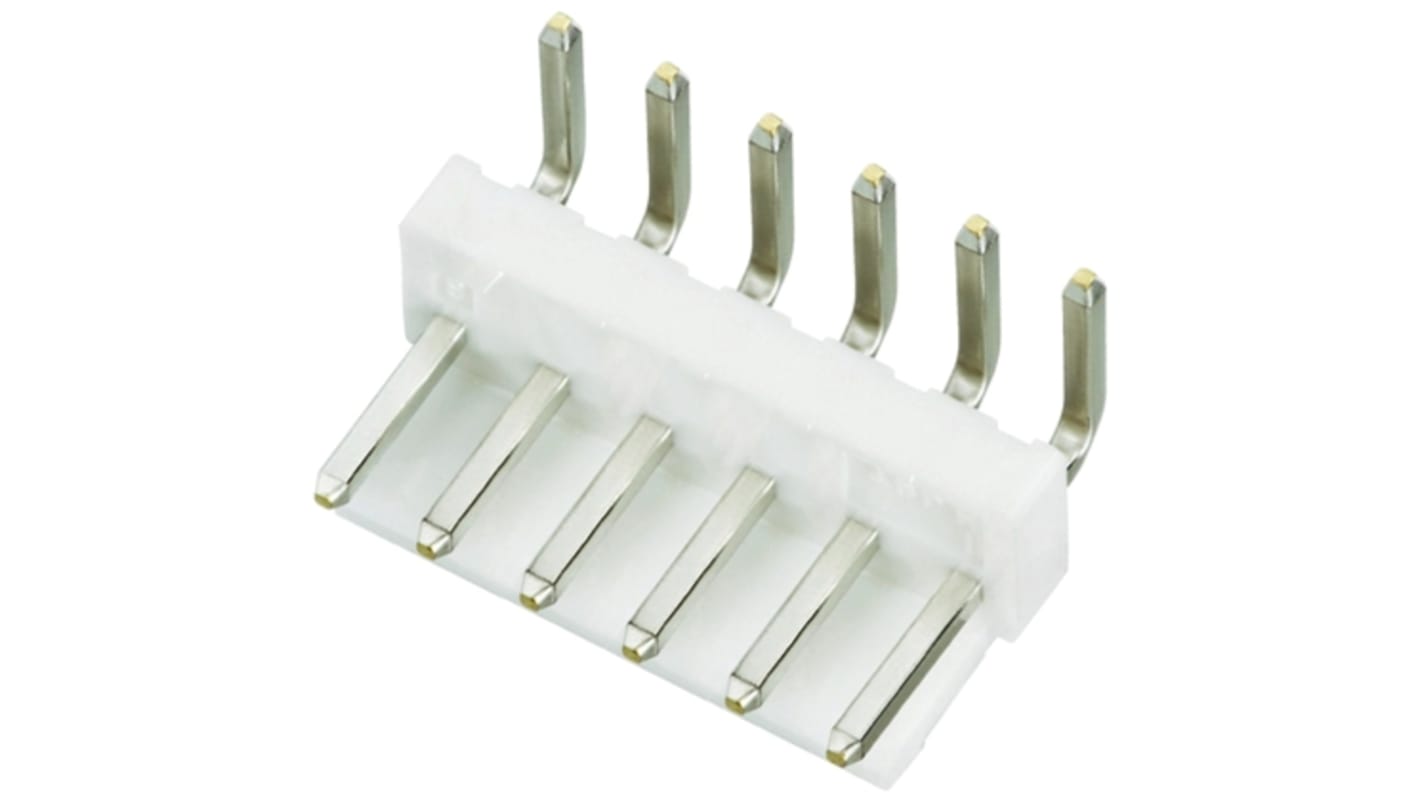 Conector macho para PCB Ángulo de 90° JST serie VH de 6 vías, 1 fila, paso 3.96mm, para soldar, Montaje en orificio