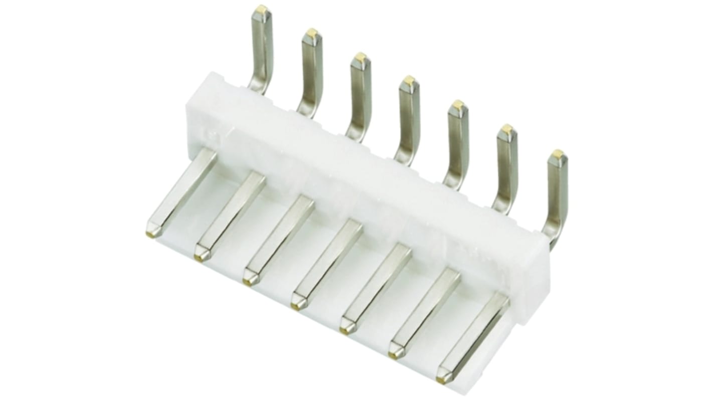 Conector macho para PCB Ángulo de 90° JST serie VH de 7 vías, 1 fila, paso 3.96mm, para soldar, Montaje en orificio