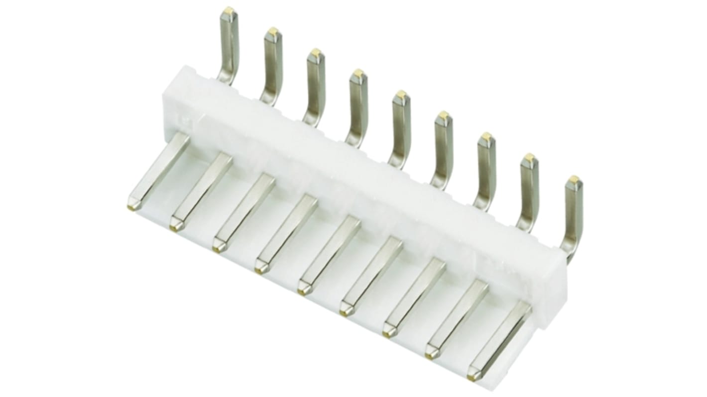 Conector macho para PCB Ángulo de 90° JST serie VH de 9 vías, 1 fila, paso 3.96mm, para soldar, Montaje en orificio