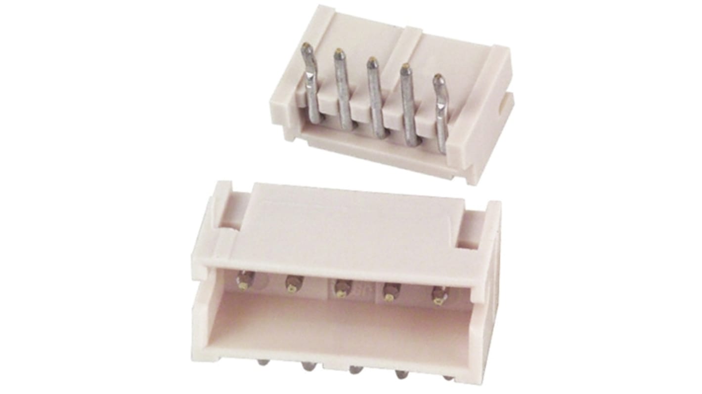 Conector macho para PCB Ángulo de 90° JST serie ZH de 5 vías, 1 fila, paso 1.5mm, para soldar, Montaje en orificio