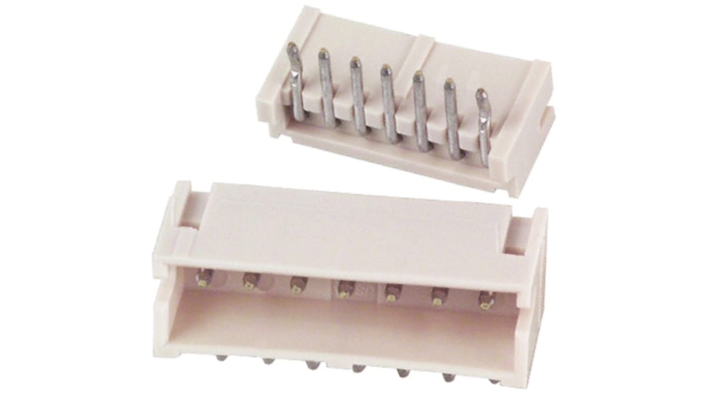 JST ZH Series Right Angle Through Hole PCB Header, 7 Contact(s), 1.5mm Pitch, 1 Row(s), Shrouded