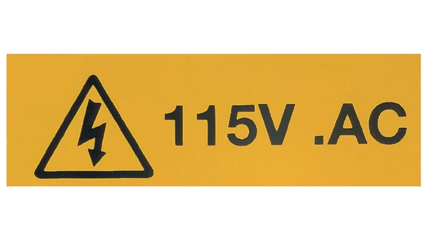 Signs & Labels Black/Yellow Vinyl Safety Labels, 115V.Ac-Text 20 mm x 60mm