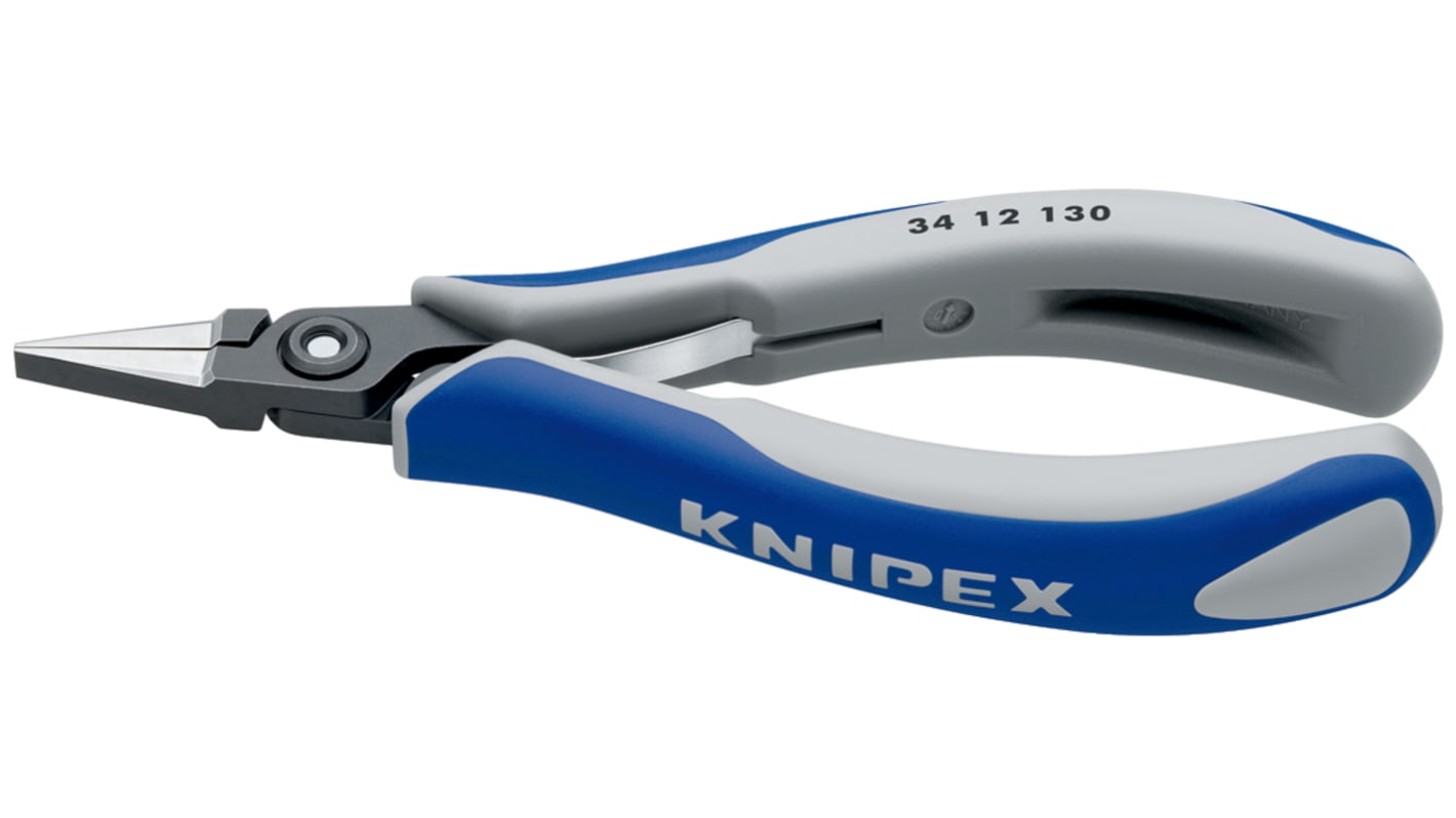 Knipex 34 12 Electronics Pliers, Flat Nose Pliers, 130 mm Overall, Straight Tip, 22mm Jaw