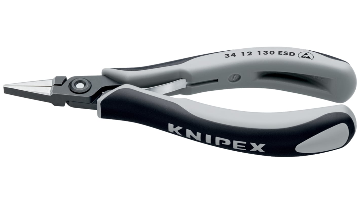 Knipex Elektronikai fogó, Laposfogó 130 mm, Golyóscsapágy, krómacél, befogó hossz: 22mm