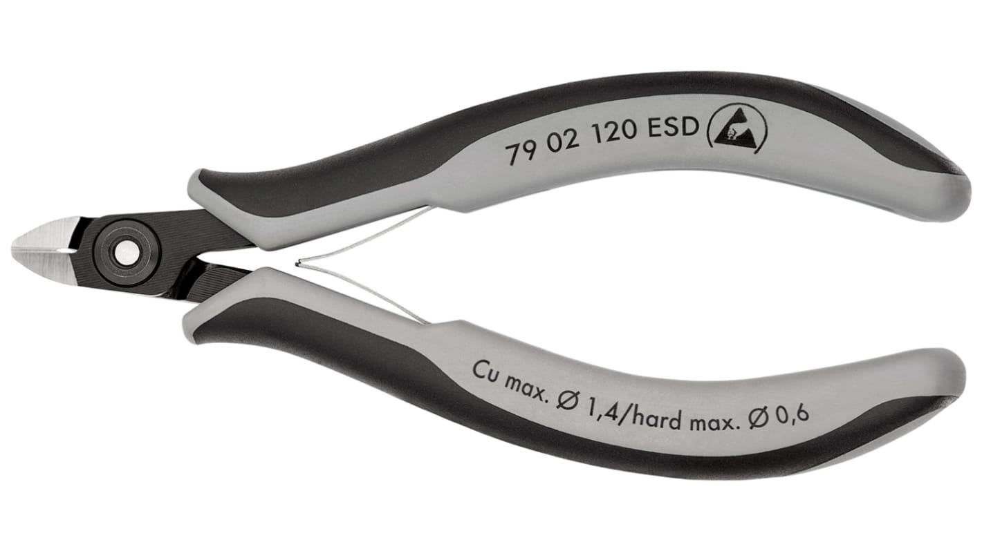 Knipex Skævbider, L: 120 mm, Forkromet stål med kuglelejer