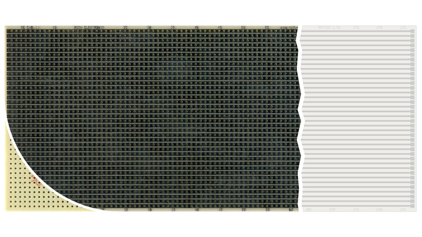 Roth Elektronik Single Sided Matrix Board 1mm Holes, 2.54 x 2.54mm Pitch, 580 x 100 x 1.5mm