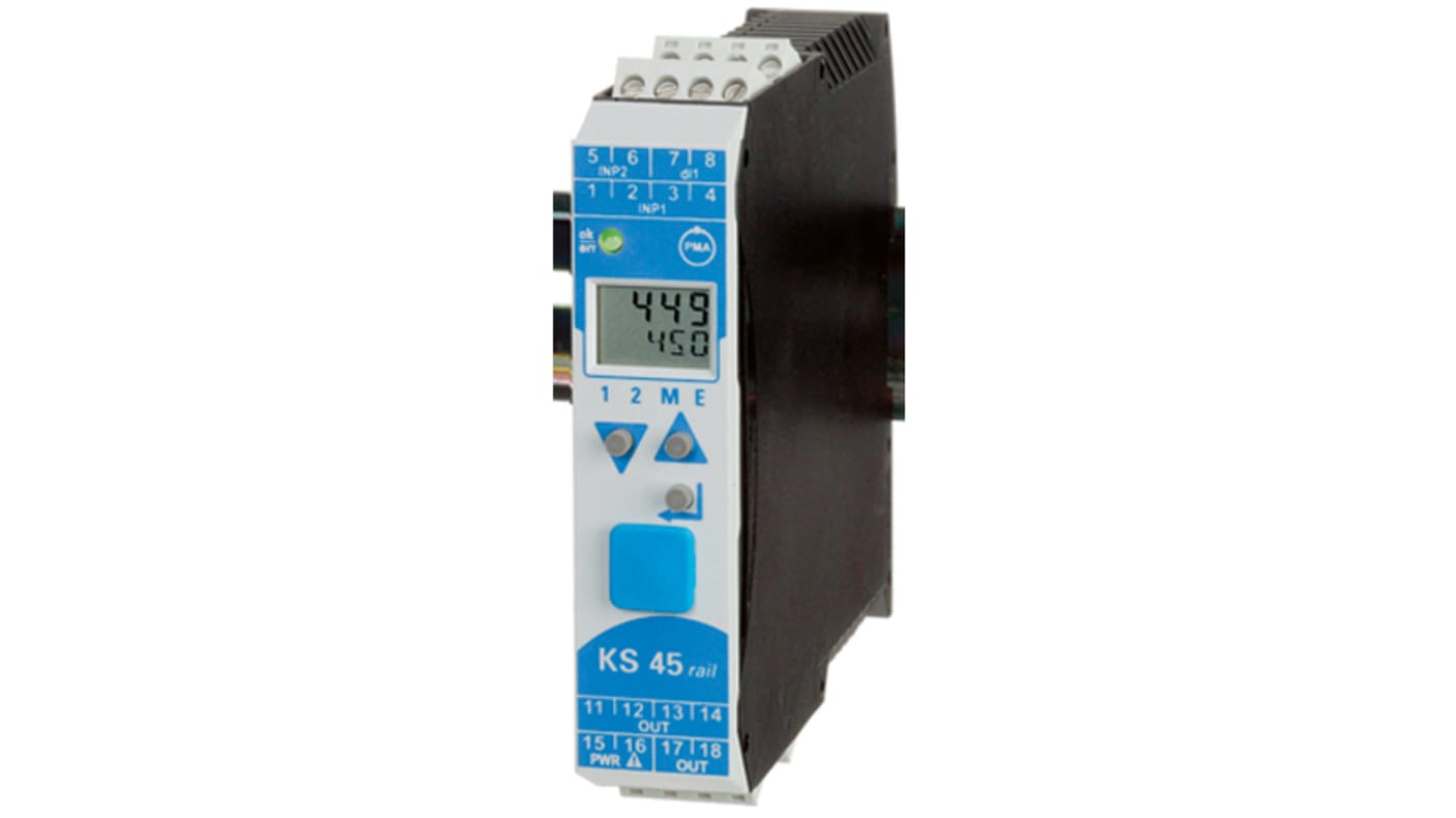 PMA KS45 PID Temperaturregler, 2 x Relais Ausgang, 90 → 260 V ac, 99 x 22.5mm