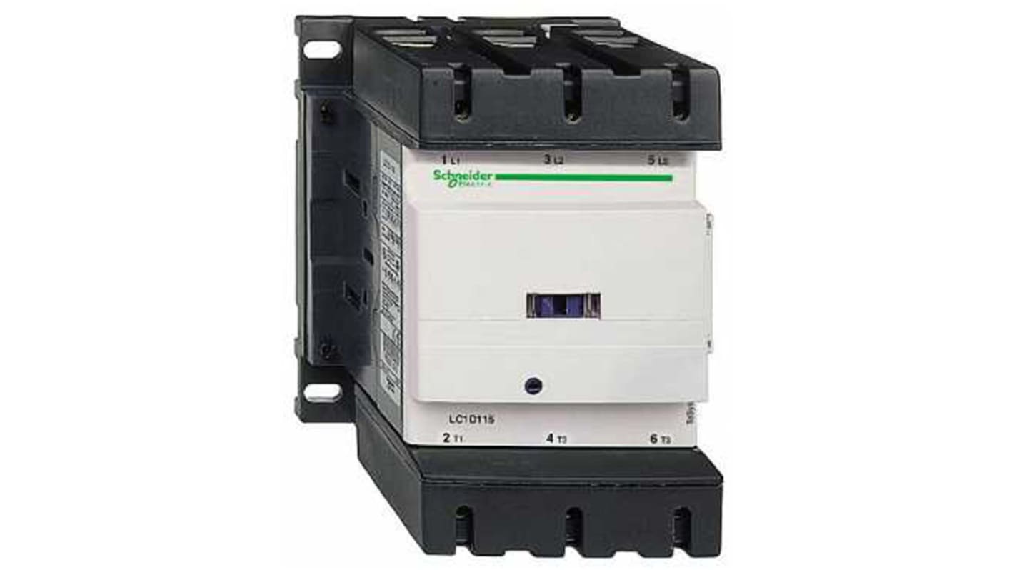 Contattore Schneider Electric, serie LC1D, 3 poli, 3 NA, 115 A, 55 kW, bobina 115 V c.a.