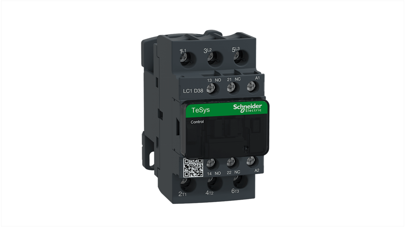 Schneider Electric LC1D Series Contactor, 48 V ac Coil, 3-Pole, 38 A, 18.5 kW, 3NO, 440 V ac