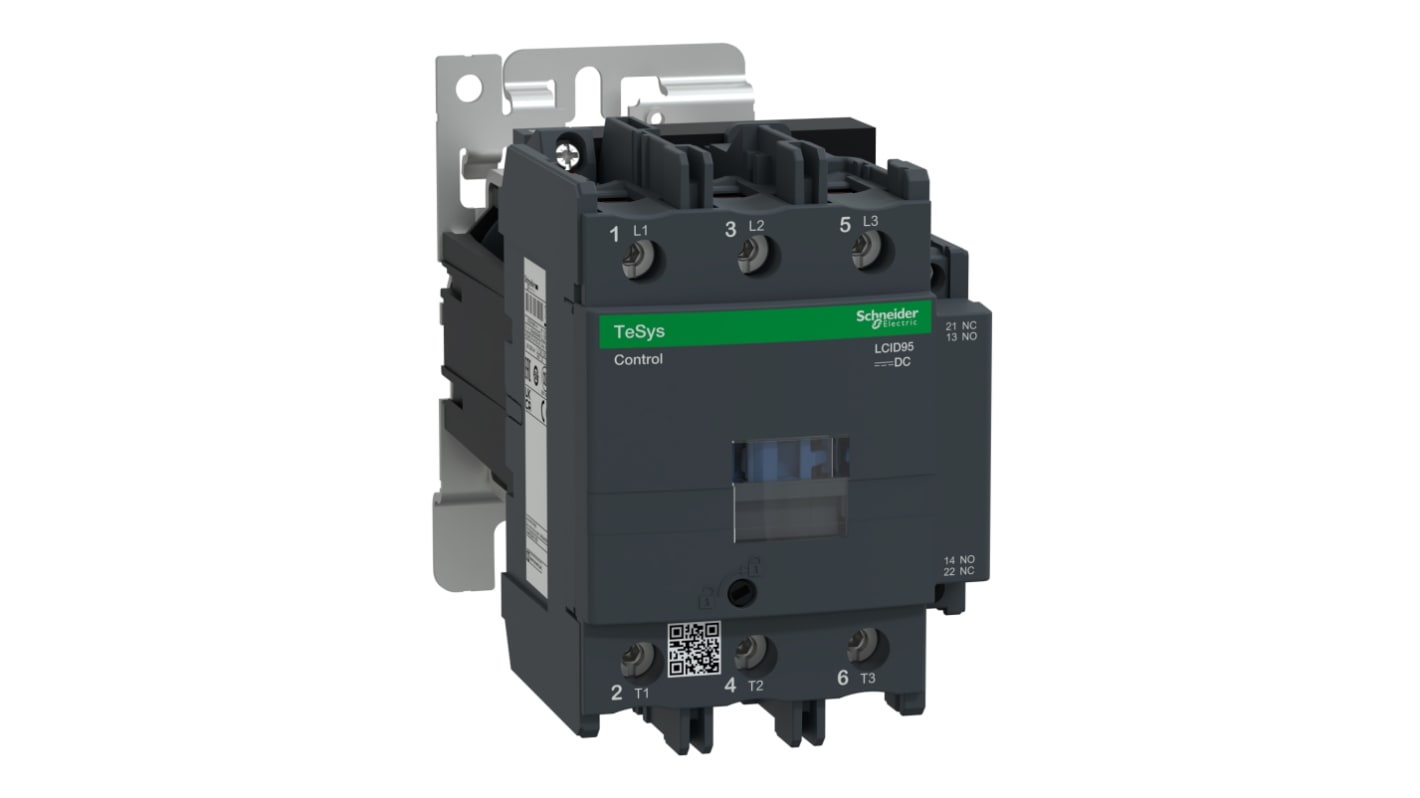 Contattore Controllo motori Schneider Electric, serie LC1D, 3 poli, 3 NA, 95 A, 45 kW, bobina 24 V c.c.