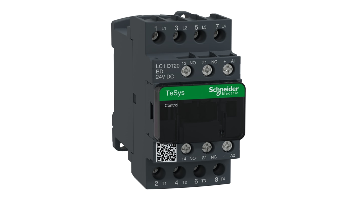 Schneider Electric LC1D Series Contactor, 24 V dc Coil, 4-Pole, 20 A, 4NO, 690 V ac