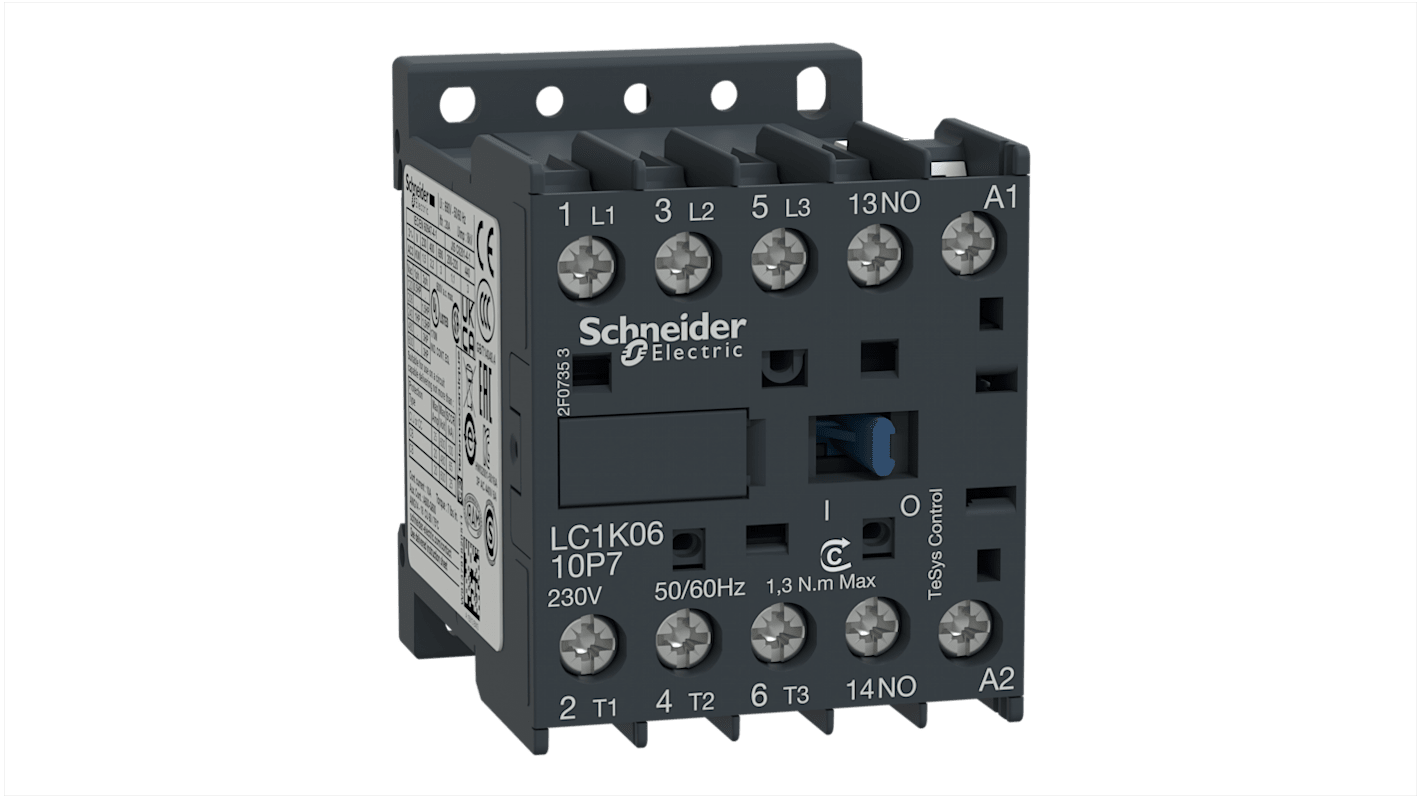 Schneider Electric LC1K Series Contactor, 48 V ac Coil, 3-Pole, 6 A, 2.2 kW, 3NO, 690 V ac