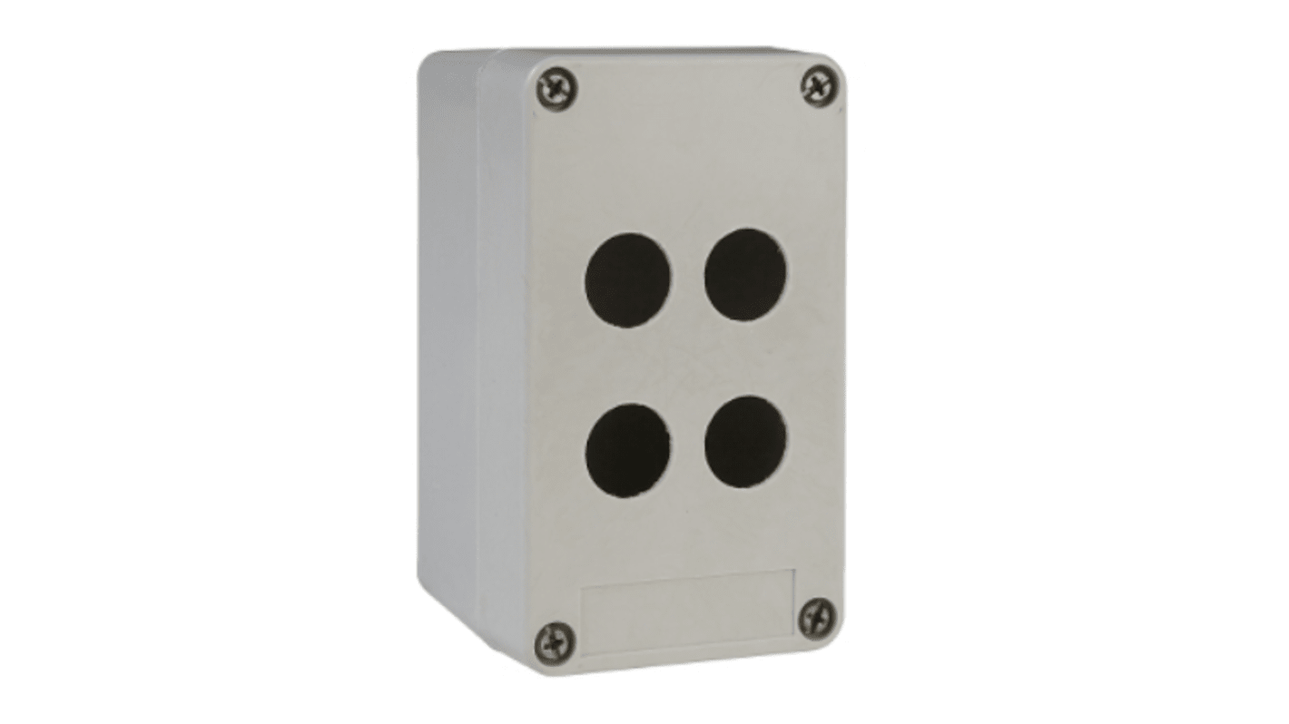 Schneider Electric Grey GRP Harmony XAP Push Button Enclosure - 4 Hole 22mm Diameter