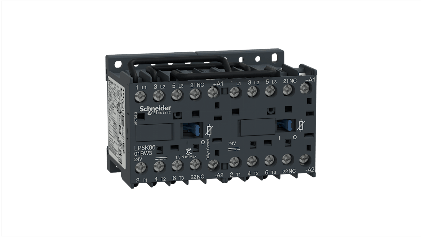 Teleinvertore Reversibile Schneider Electric, serie LP5K, 3 poli, 3 N/A, 6 A, 1,5 kW, bobina 24 V c.c.