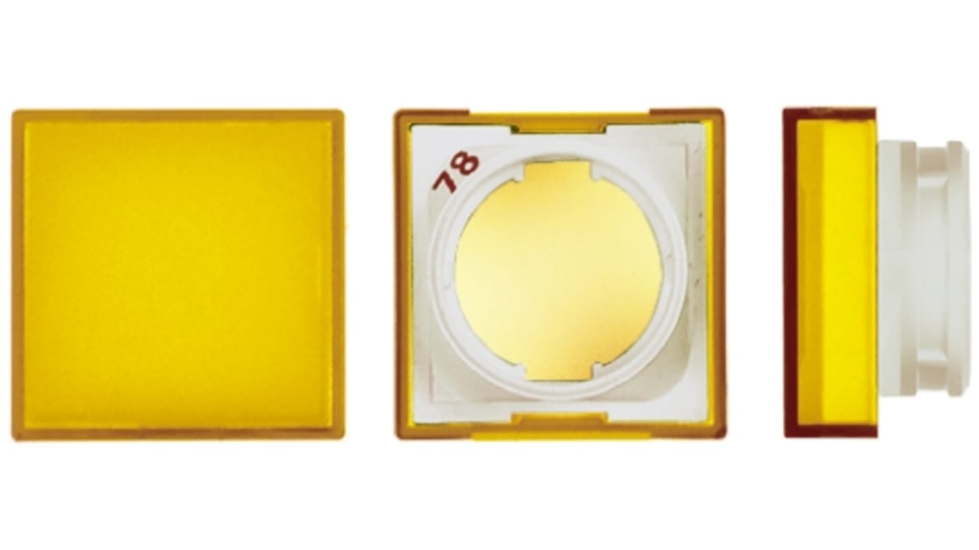 Embellecedor para botón pulsador Amarillo Cuadrado para uso con LED / Interruptor de botón pulsador de lámpara