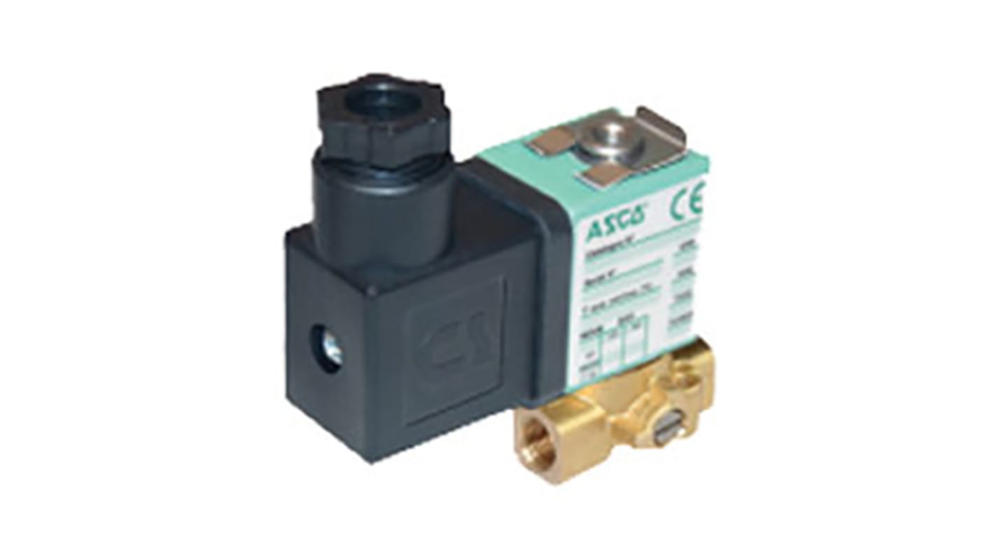 Válvula de solenoide EMERSON – ASCO 356 de 3 puertos, Hembra G de 1/8 pulg., Directo, NC de 230 V ac