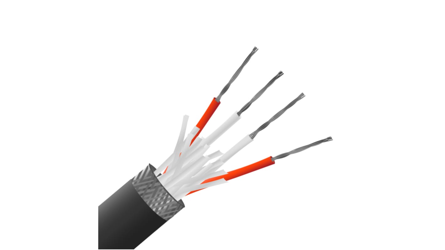 Cable para termorresistencias (RTD) RS PRO para  RTD, temp. máx. +260°C, long. 10m, aislamiento de Perfluoroalcano (PFA)