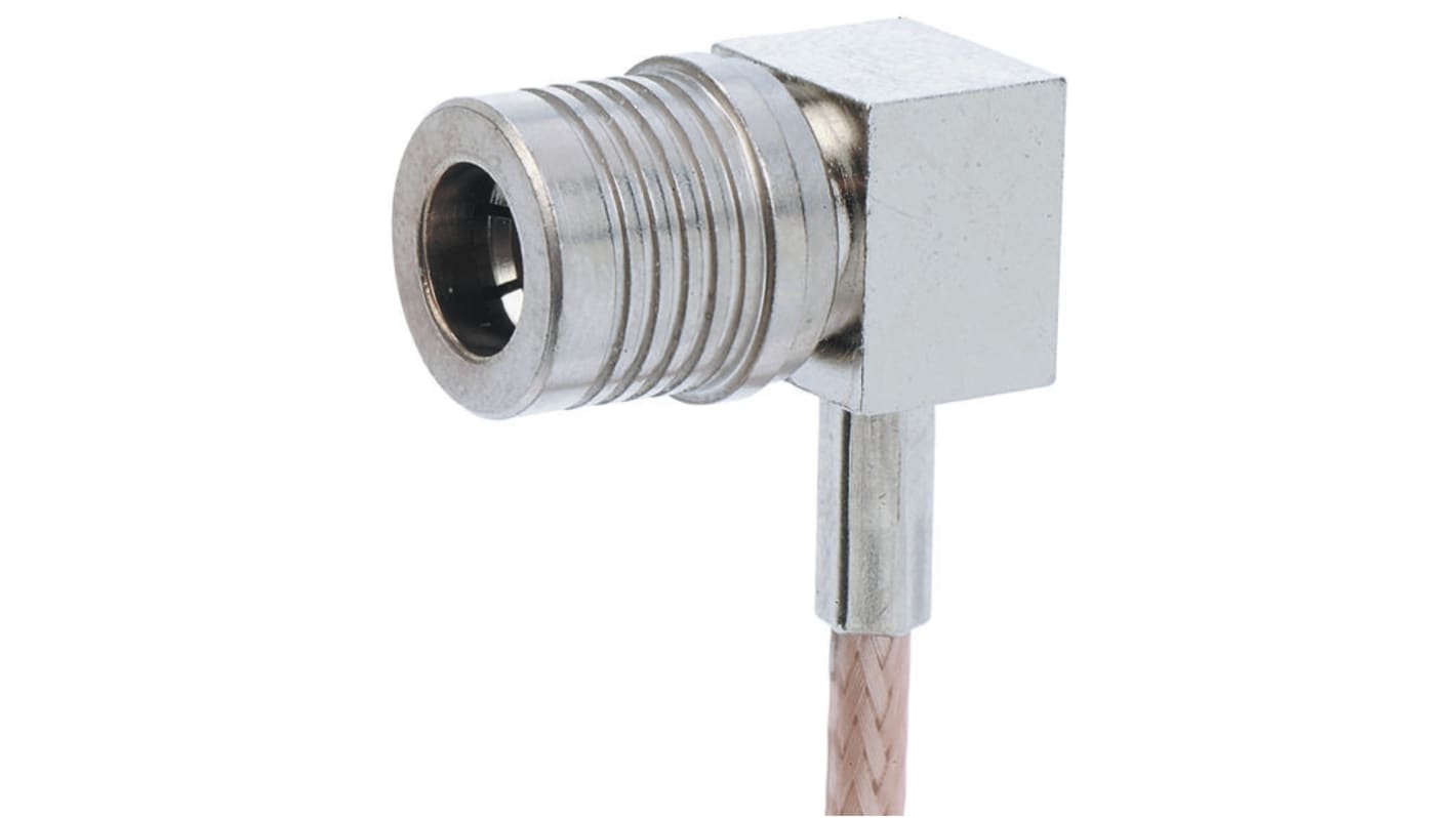 TE Connectivity, Plug Cable Mount QMA Connector, 50Ω, Crimp Termination, Right Angle Body