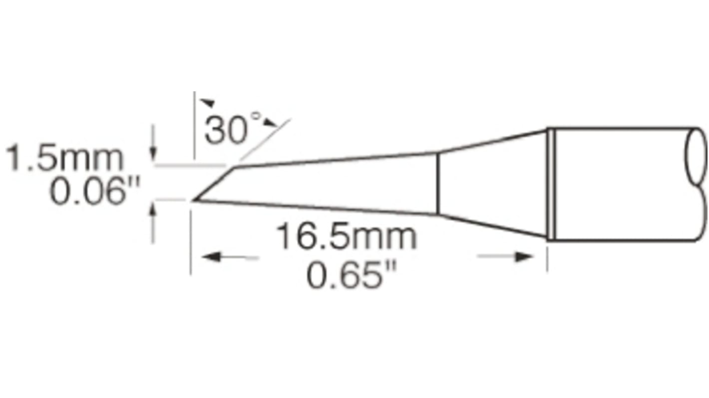 Punta saldatore Metcal SxP, serie SFP, 1,5 mm, forma: Zoccolo, angolo 30°