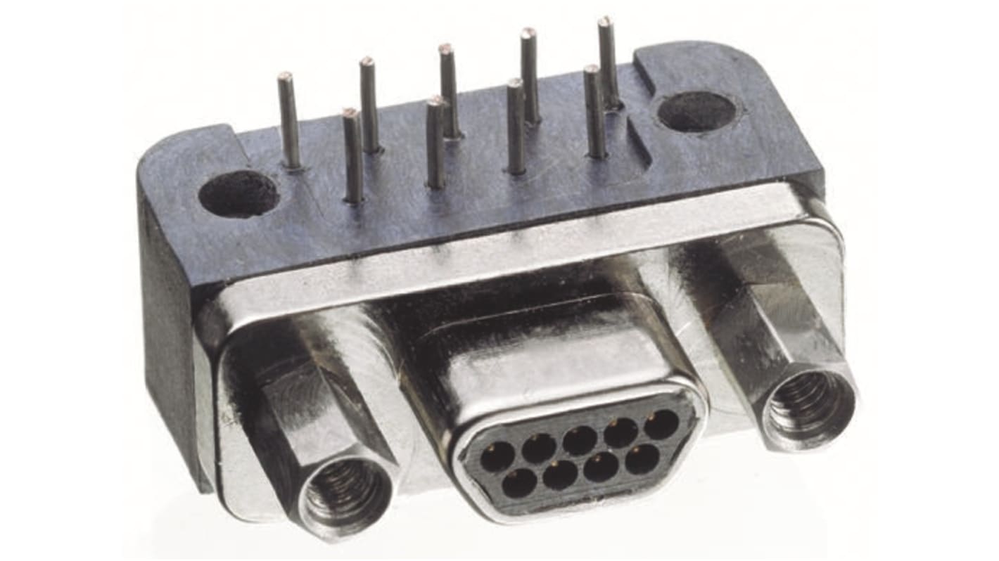 Glenair D-sub csatlakozó MWDM sorozat 2.54mm távolság, Derékszögű, Furatszerelt, Férfi, Forrasztás lezárású, 3A