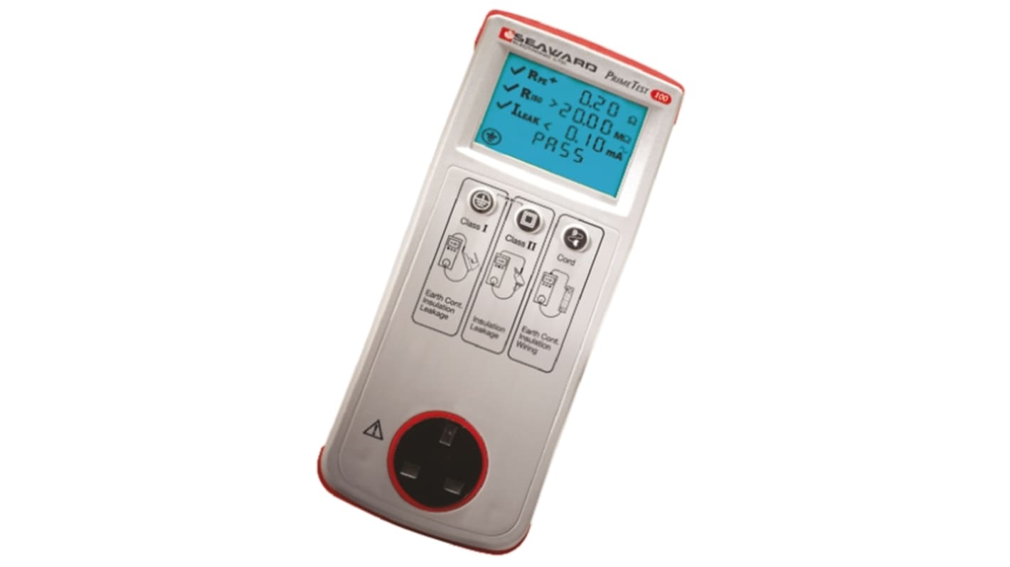 Seaward PrimeTest 100 UK PAT Tester, Class I, Class II Test Type With RS Calibration