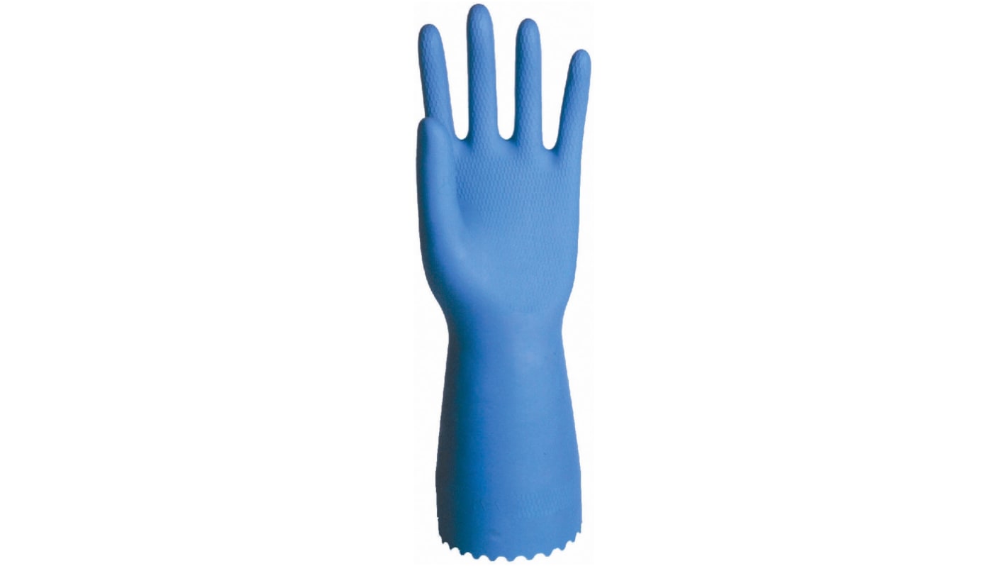 Guantes de trabajo de Látex Azul Polyco Healthline serie Optima, talla 9.5, con recubrimiento de Látex, Resistente a