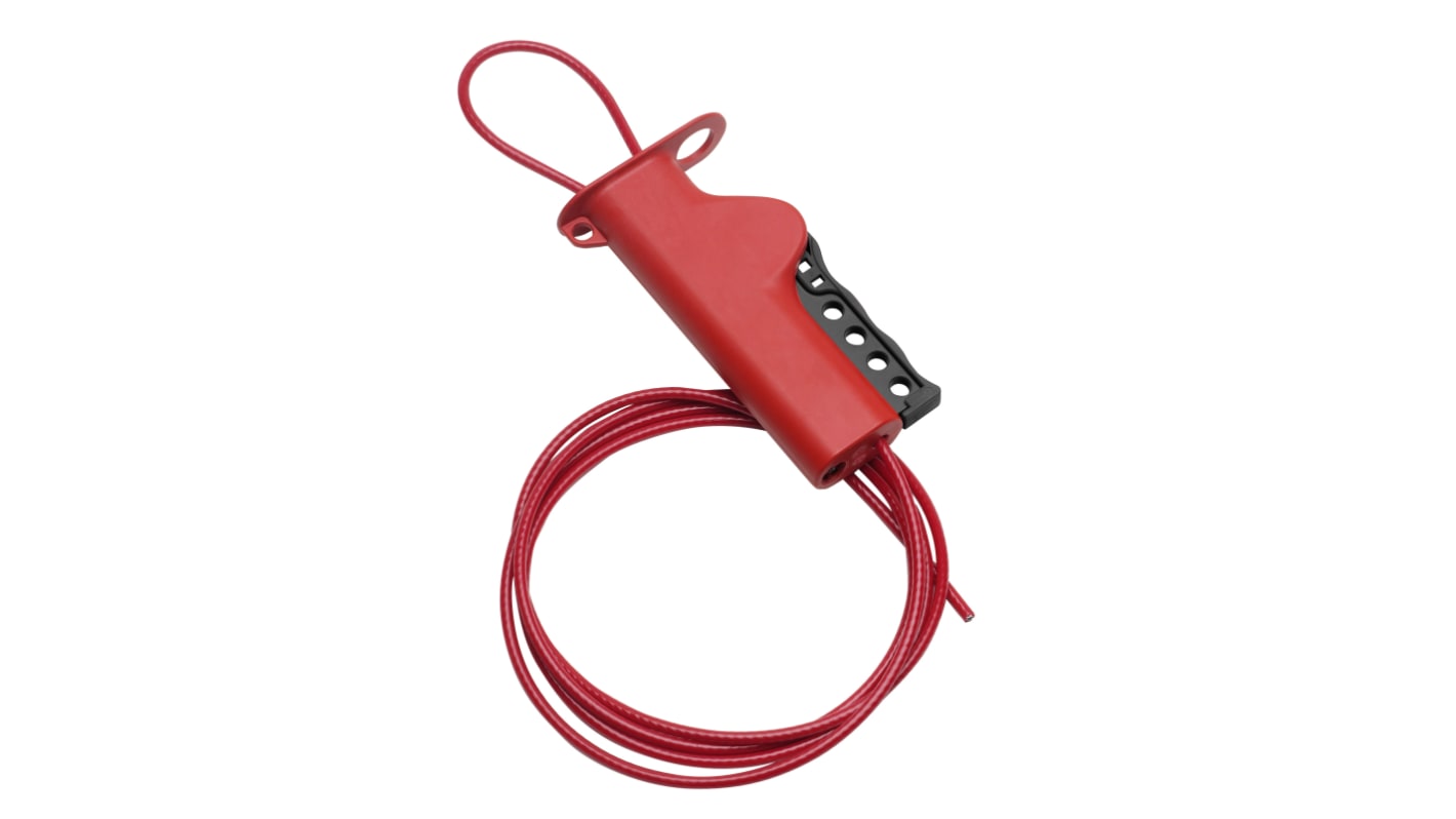 Brady Red 4-Lock Metal Cable Valve Lockout, 7mm Shackle