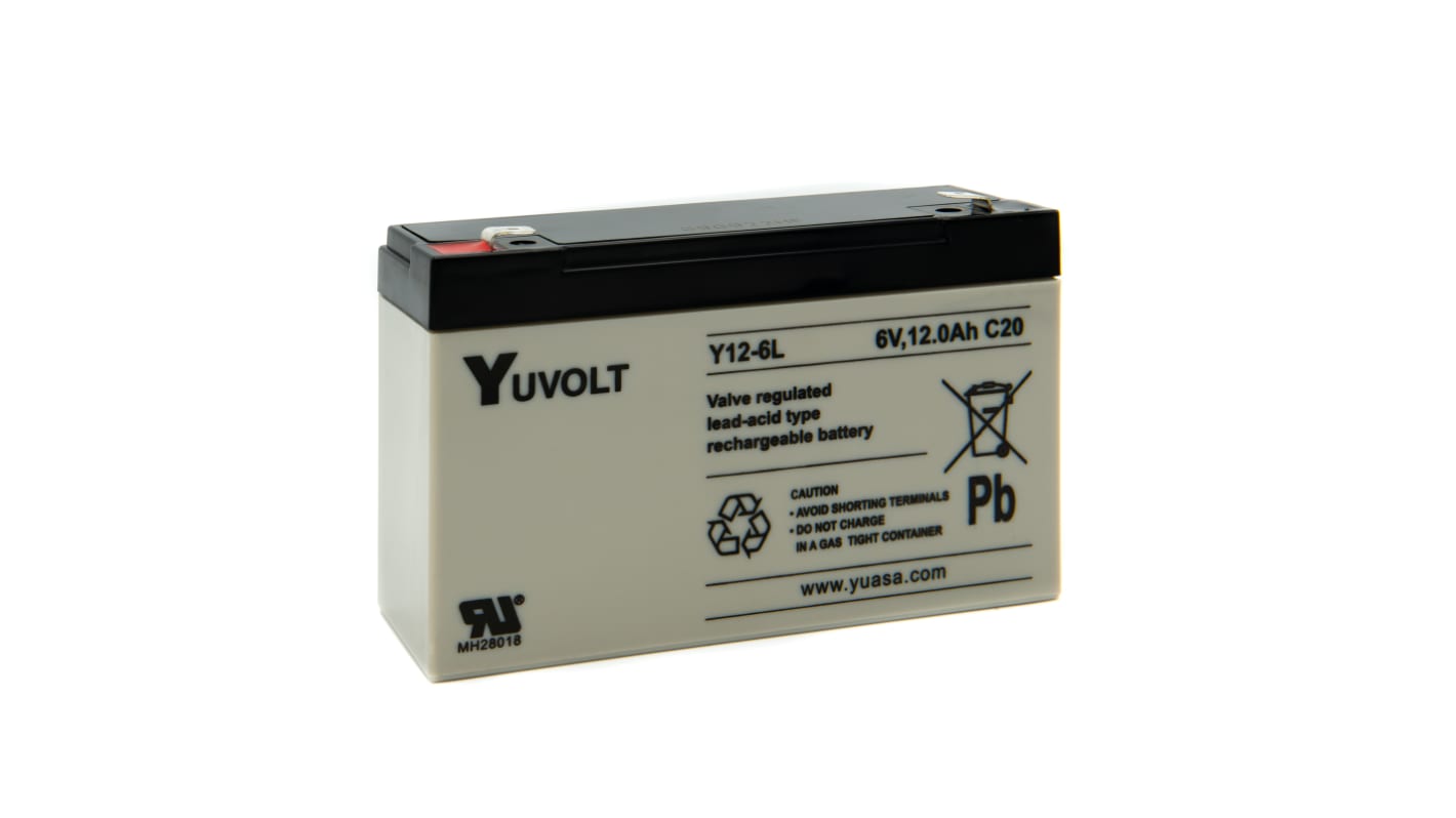 Batteria al piombo sigillata Yuasa, 6V, 12Ah, 97.5 x 151 x 50mm, -20 → +60°C