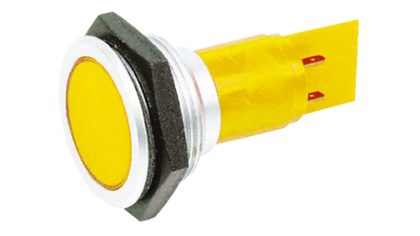 Signal Construct Yellow Panel Mount Indicator, 24 → 28V, 30mm Mounting Hole Size, IP67