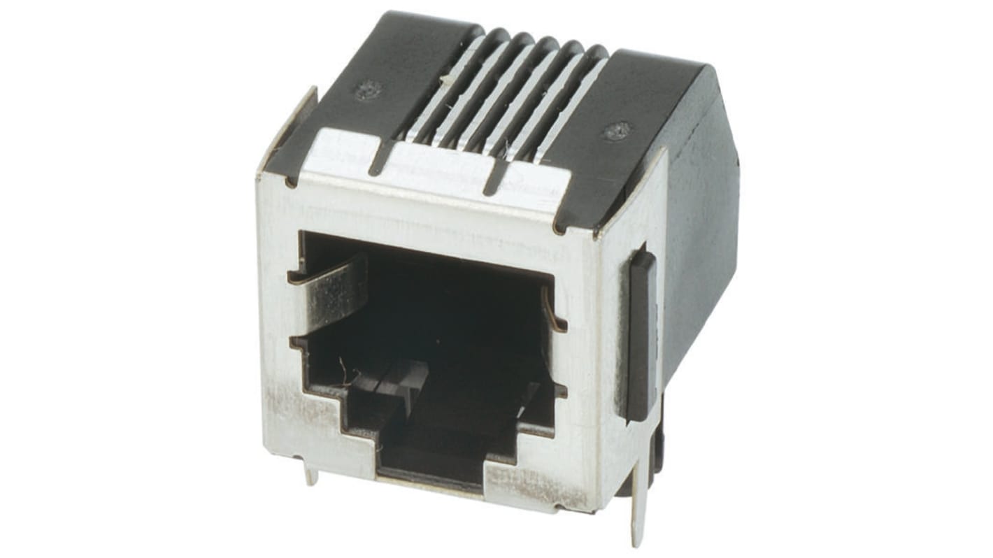 Connecteur RJ25 cat 3 TE Connectivity série 5555140 Femelle, Blindé Traversant Angle Droit