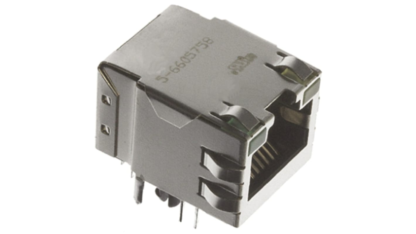 TE Connectivity RJ45-Steckverbinder Buchse, 1-Port 8-polig Geschirmt, Leiterplatten-Montage abgewinkelt