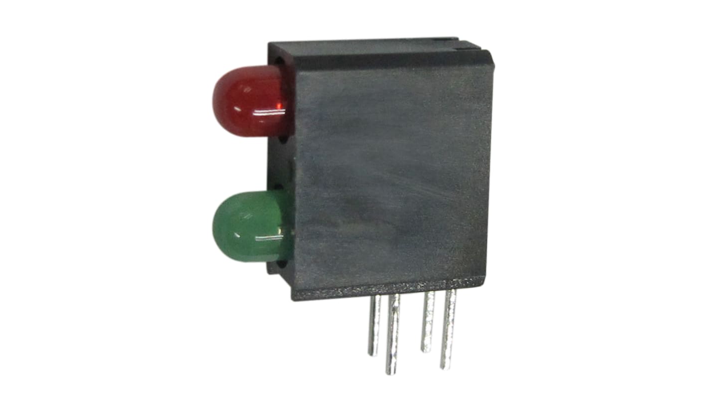 Kingbright L-710A8MD/1LI1LGD, Green & Red Right Angle PCB LED Indicator, 2 LEDs, Through Hole 2.5 V